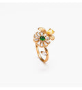 High Quality  Fashion Flower Rotating Ring 18k Gold-plated Zircon Ring for Women Girl