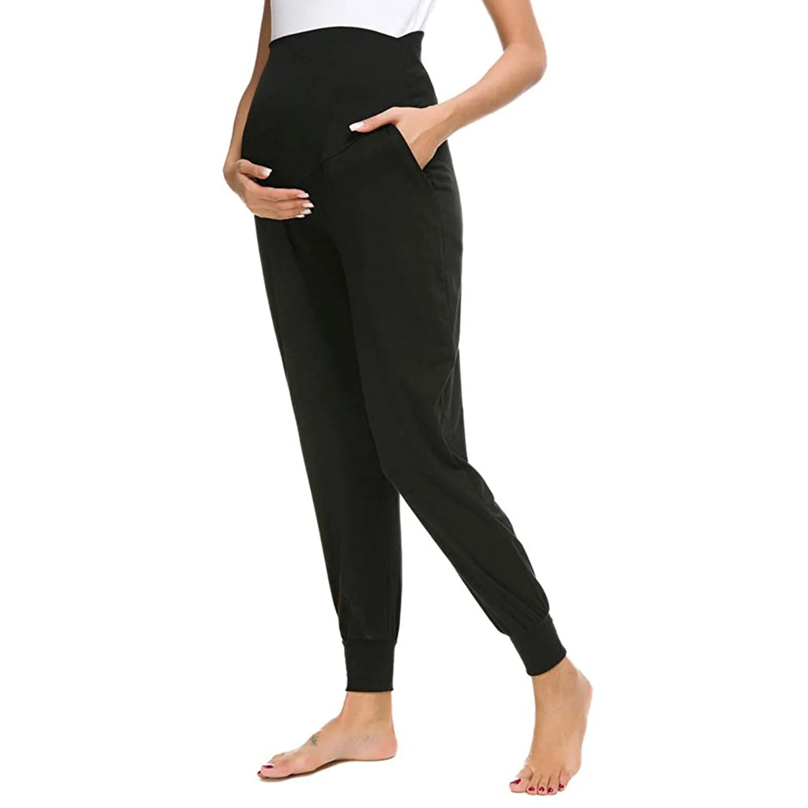 Comfortable Leggings Women's Cotton Maternity Panties High Quality Fitness Pregnant Joggers With Pocket