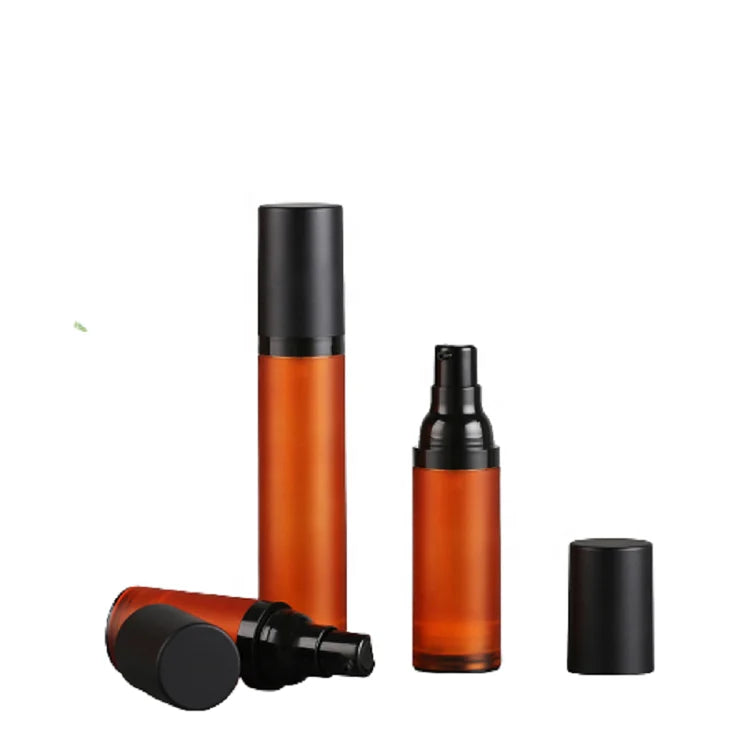 15ml 30ml 50ml Airless Pump Bottle AS Plastic Vacuum Cosmetic Liquid Spray Matte Brown Frosted Lotion Bottles