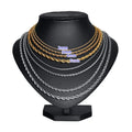 Wholesale 2 3 4 5 6mm Tarnish Free Stainless Steel Twisted Rope Chain Necklace 18k Gold Plated Rope Chain Necklace for Men Women