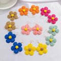 BOXUAN Bohemia Raffia Handmade Woven Spring Summer Pendant Earrings Gold Plated Women's Beach Flower Third Party Certified