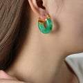 Fashion Resin Hoops Jewelry Earrings Stainless Steel Gold-Plated Earrings French Elegant C Shaped Hoops Earrings