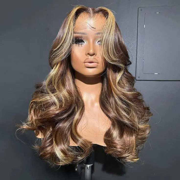 Wholesale 100% Vietnamese Hair 5*5 Transparent Lace Mix Ombre Human Wigs Swiss Lace Loose Wave Styles for Women 24Inch Glueless MegaBDM