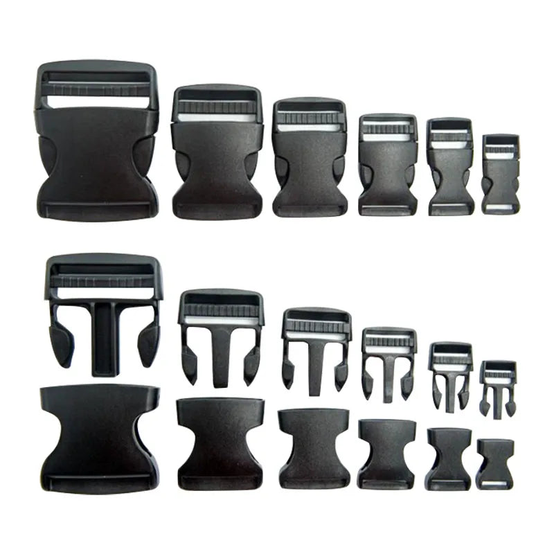 Wholesale 20/26/32/38/50mm Metal Buckle Luggage Accessories Black Plastic Buckles Backpack Belt Safety Adjustment Buckle