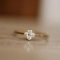 BASQUESUN Factory Wholesale Custom S925 Silver Plated18K Gold Micro Inlaid Zircon Four Petal Floral Temperament Fashionable Ring
