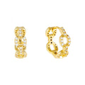 LOZRUNVE 925 Sterling Silver Gold Full Pave Diamond CZ Link Shape Huggie Hoop Earring Women
