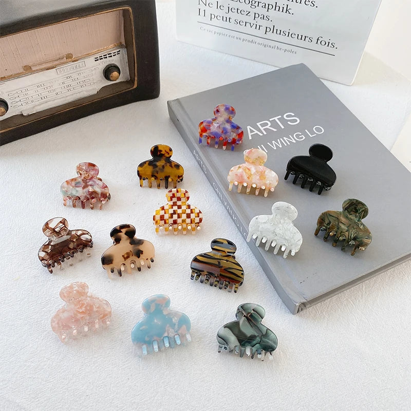 DOWELL Korean Trumpet Simple Hair Grasping Barrettes for Kids Acetate Hair Accessories Small Hair Claw Clips