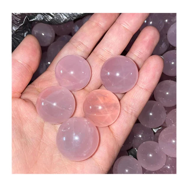 Natural Star Light Pink Rose Quartz Reiki Crystal Stone Sphere Ball