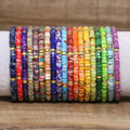 Semi-precious 2*4mm  Dyed Turquoise Jade Flat  Beaded 18k Gold Plated Stainless Steel  Chain Bracelet Healing Stone Jewelry