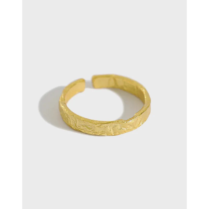 Wholesale Korean Design S925 Sterling Silver Open Adjustable 18K Gold Plated Thin Rings for Women