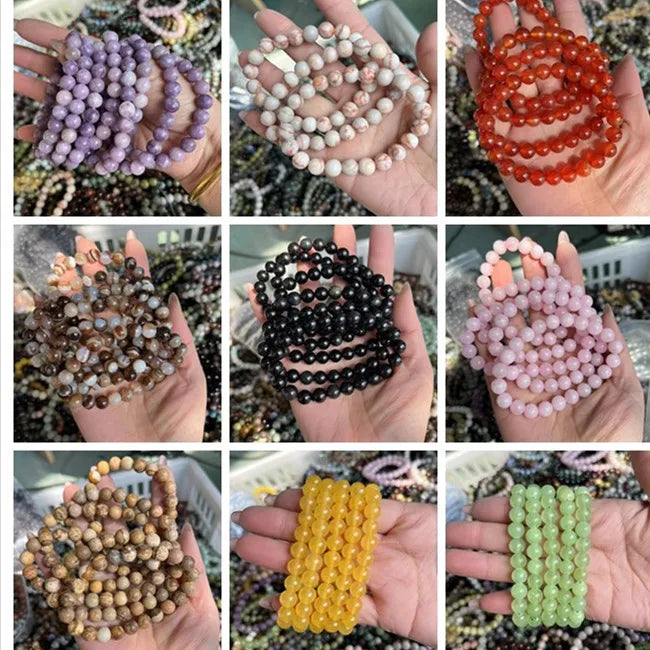 Hot Selling Donghai Handstring Bracelet Unisex Natural Crystal Beaded Agate Jade Diamond Geometric Premium Fashion Gift Men