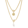 Fashion Cadenas Para Mujer Handmade Jewelry Laminated Gold Color Double Layer Baroque Pearls Chain Pendant Necklace Jewelry