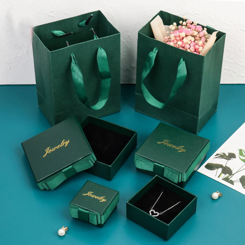 Wholesale Vintage Dark Green Custom Jewelry Brooch Box Packaging