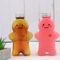 Special Design Plastic PET 500ml Juice Soda & Tea Cute Gingerbread Man Milk Bottle Silver Screw Caps with Eyes and Nose