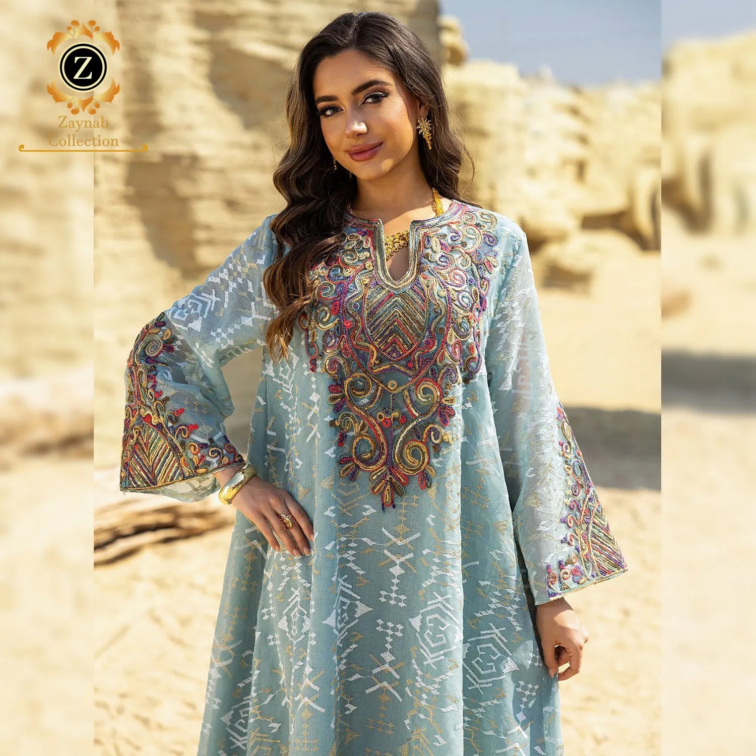 Zaynab Jalabiya Balloon Sleeve New Abaya Simple Ramadan Dress Women Muslim Open Abaya Women Muslim Dress
