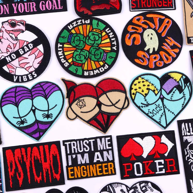 Sexy Butt Punk Iron on Embroidered Patches for Clothing Custom Wholesale Patches DIY Poker Applique Patch Factory Direct Price