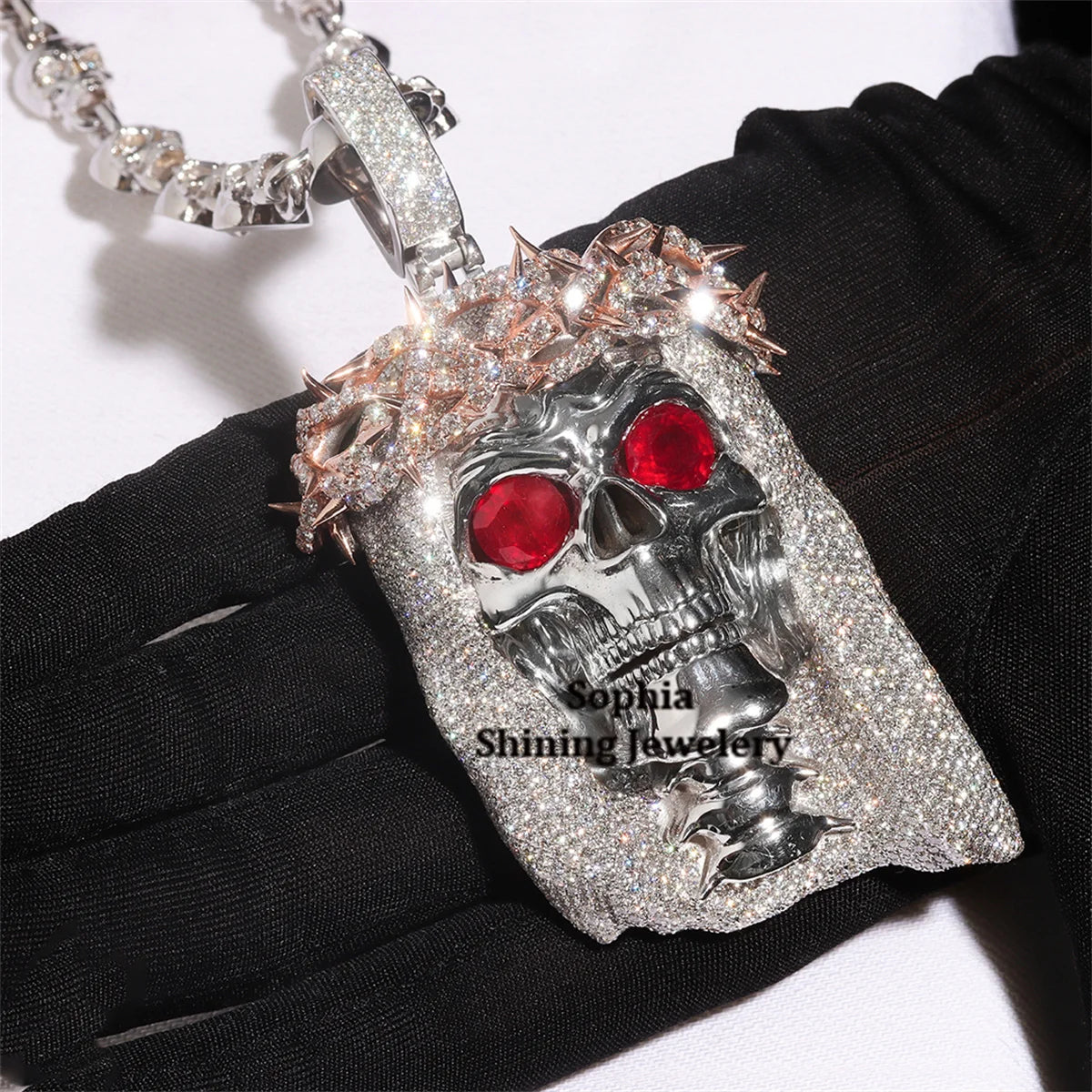 Drop Shipping 925 Solid Silver Hip Hop Iced Out Vvs Moissanite Diamond Jesus Face Pendant