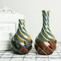 European Creative Ceramic Tabletop Vase Kiln-Changed Home Decor Ornament Yellow Blue Green Spiral Bottle Minimalist Manufacturer