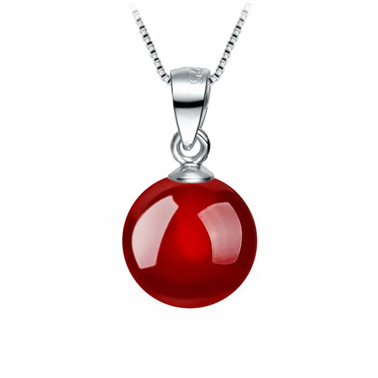 SC S925 Sterling Silver Carnelian Necklace Pendant Charm  Natural 10mm Bright Crystal Red Carnelian Pendants for Necklace Making