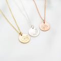 Custom Engraved 12-Month Birthflower Pendant Disc Dainty Gold-Plated Link Chain Necklace for Women Girls Personalized Jewelry