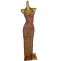 Elegant Halter Backless Party Celebration Long Dress Plus Size Ladies Evening Gowns Club Outfit Women Crystal Banquet Prom Dress