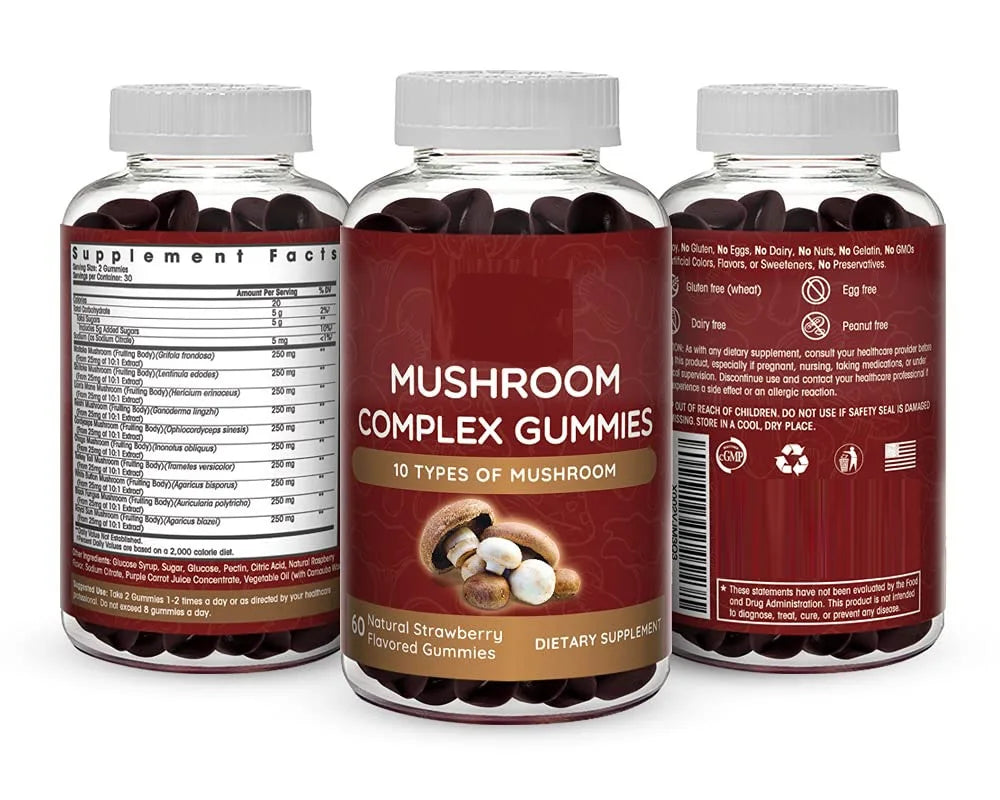 Vegetarian Natural Organic 7 in 1 Mushroom Extract Vegan 100% Natural Gummies Adult Healthcare Supplement