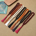 Allah 33 Beads Tassel Pendant 12mm Round Cut Rosary Muslim Prayer Jewelry for Islam Devotion Mosque Inspired Beading Supplies
