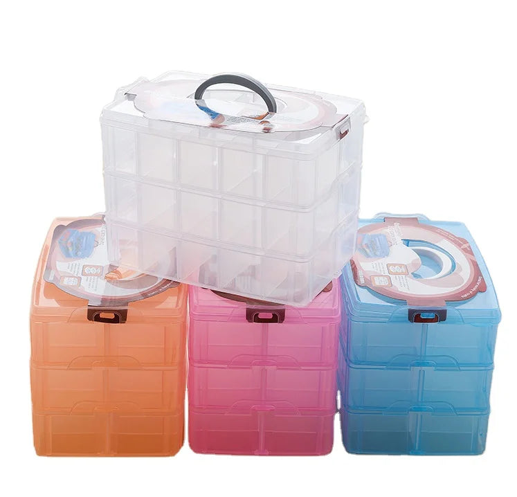 3-layer Things & Crafts Storage Box Jewelry Box Plastics Containers Jewelry Organizer Clear Modern Rectangle Detachable 50pcs