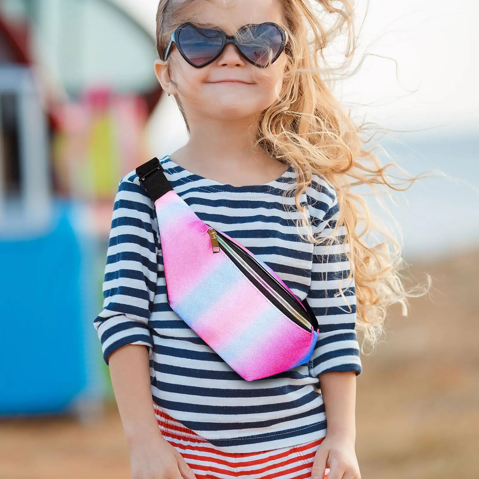 Small Cute Cool Colorful rainbow Children Waist Bum Bag for Teenage Girls Kids