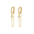Nagosa 18k Gold Vermeil 925 Sterling Silver Cubic Zirconia Flower Long Chain Hoop Earrings