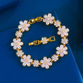 9 Colors Chic Jewelry Accessories Cubic Zircon CZ Blue Pink Flower Charms Designer Bridal Bracelets for Women Bridal Party Wear