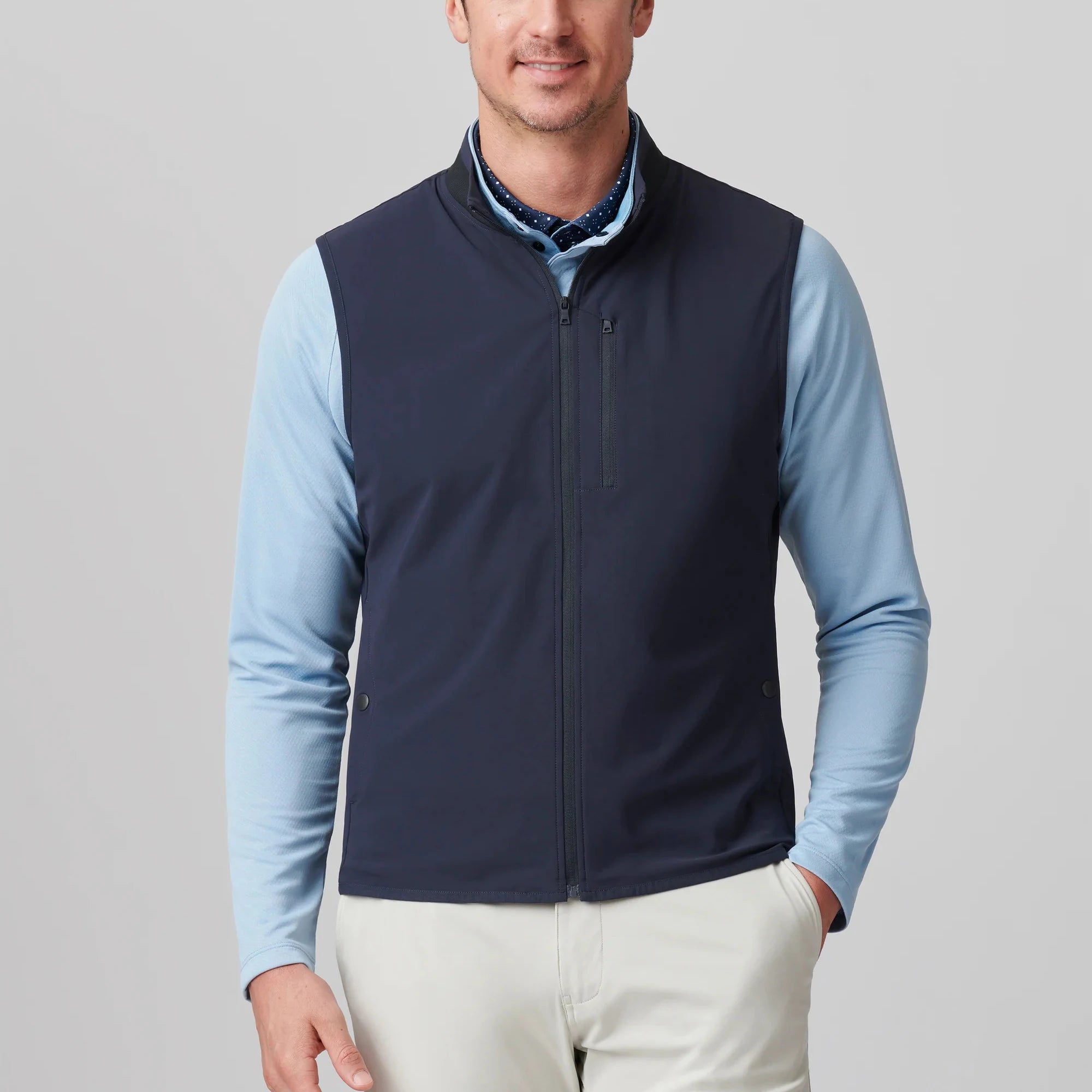 Men's Lightweight Softshell Full Zip Sleeveless Jacket Stand Collar Golf Vest