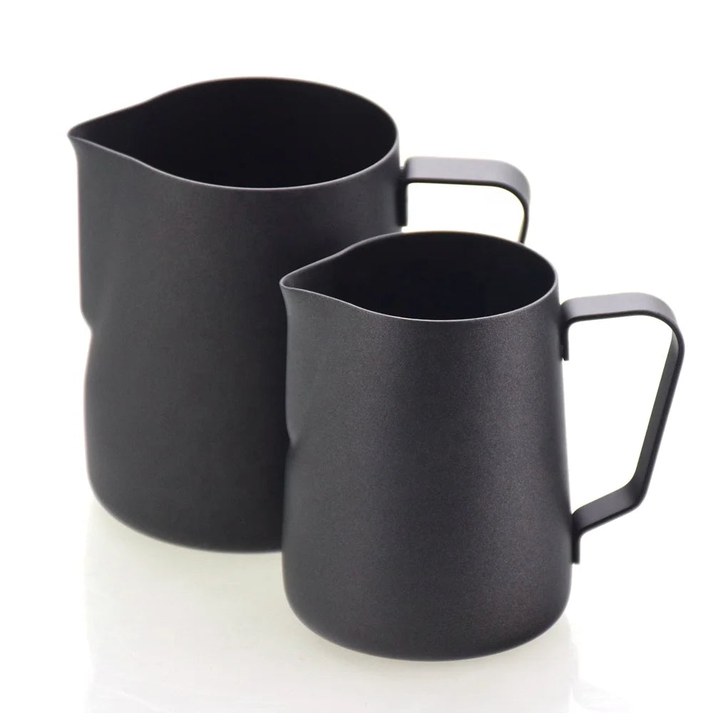 Milk Frothing Pitcher Stainless Steel Espresso Steaming Pitchers 12OZ/350ml for Espresso Machines Latte Art Matte Black