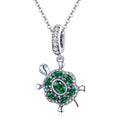 925 Sterling Silver Green Turtle Charm Beads Fit Bracelet & Necklace Pendant Lovely Animal Fashion Jewelry Gift SCC1017