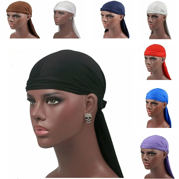 Bulk Wholesale Cooling Ice Silk Polyester Spandex Stretch Durag Comfortable Breathable Stylish Street Style Outdoor Use Bonnet