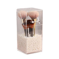 Dustproof Storage Box Premium Quality Thick Acrylic Makeup Brush Cup Holder With Pearls Acrylic Makeup Brush Holder With Lid