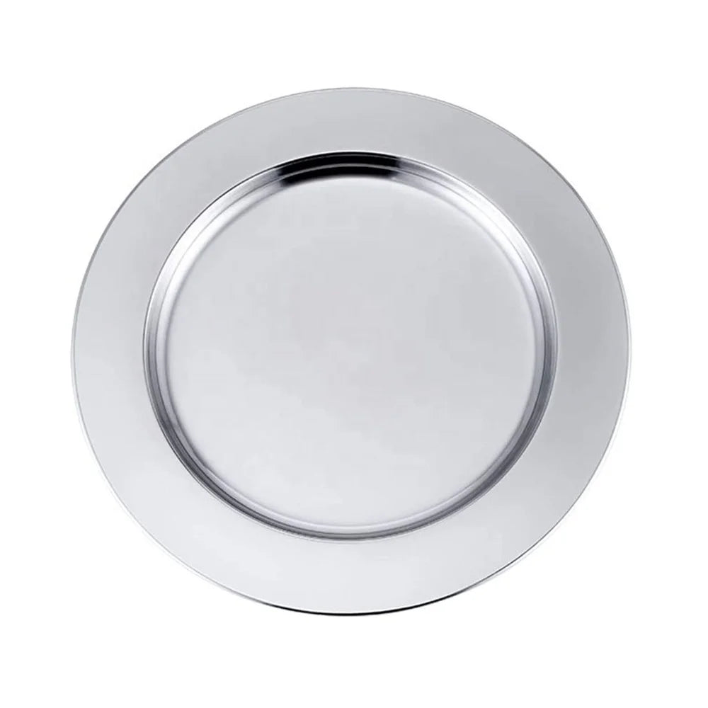 13-Inch Silver Stainless Steel for Charger Plate Plant Pattern Wedding Decoration Elegant for Charger Plate