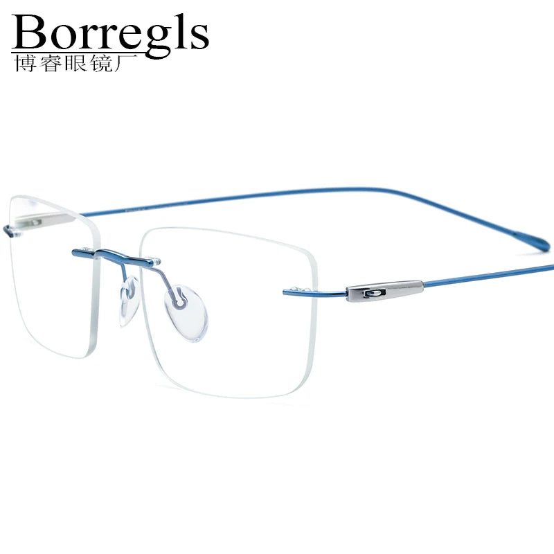 Borregls Rimless Titanium Glasses Frame Men New Brand Design Ultralight Frameless Square Eyeglasses Women Optical Eyewear 185708