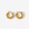 18K Gold Plated Twisted Rope Hoop Earring Stainless Steel Vintage Circle Hollow Fashion Earrings for Women Hot Sale Summer Punk