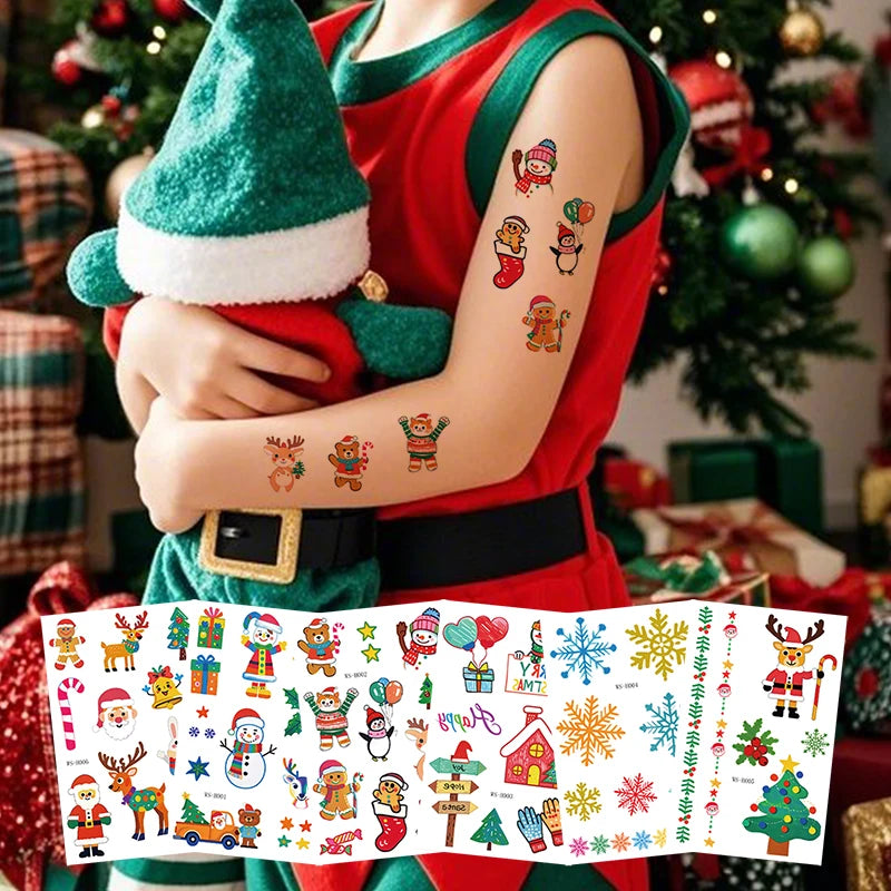 New Cartoon Temporary Tattoo Stickers Water Transfer Body Decoration for Christmas Holiday Parties for Body Art