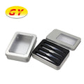 Custom Square Rectangle Silver 0.23mm Tinplate Tin Container Earrings Jewelry Packaging Matte Finish Offset Printing Custom Logo