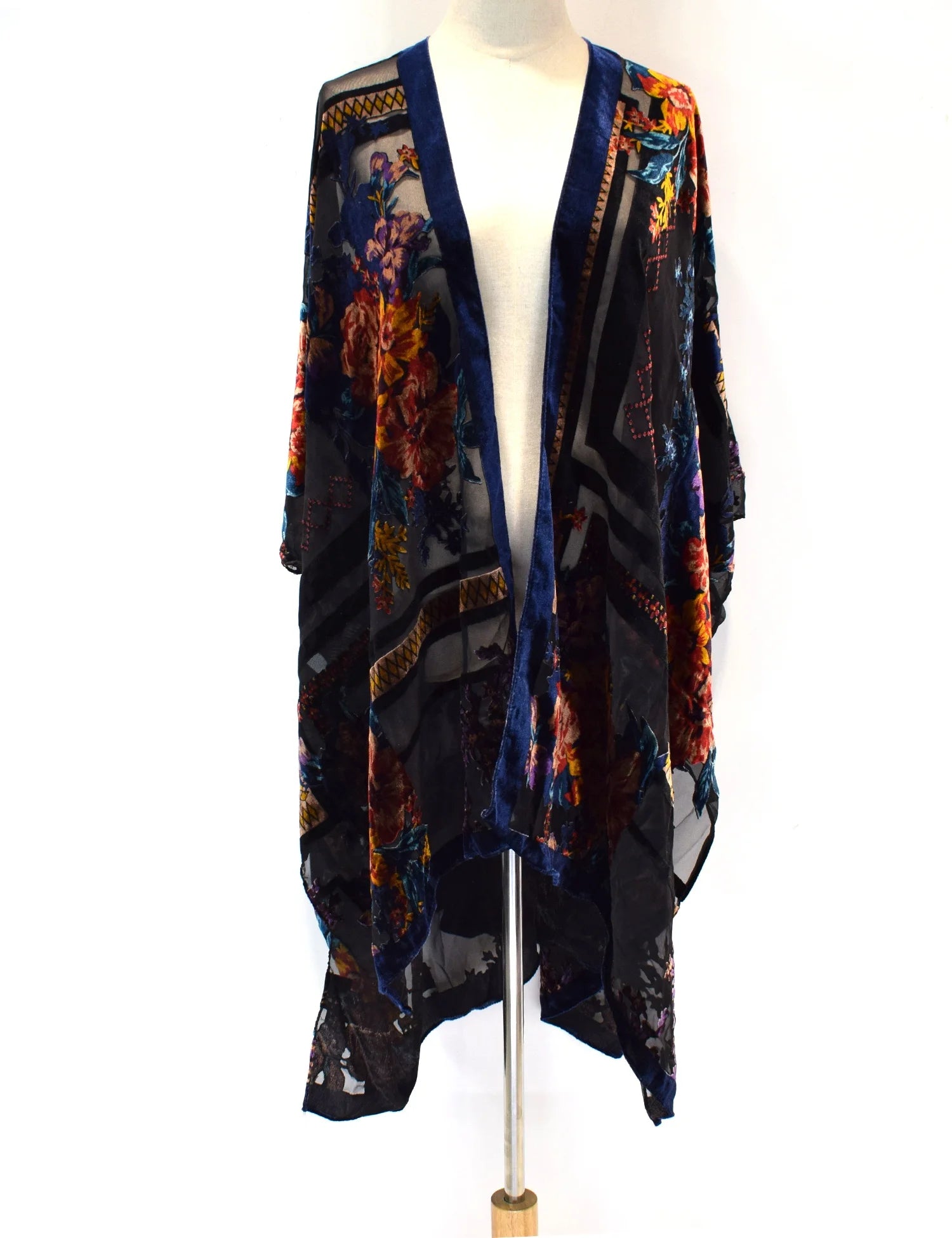 Autumn Floral Large Floral Shawl Russian Ukranian Shawl with Fringe in Piano Black Color