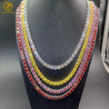 Iced Out Pass Diamond Tester Pink Yellow Red White Moissanite Diamond 2MM-6.5MM Sterling Silver Necklace Chain Tennis Chain