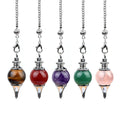 Crystal Stainless Steel Pendulum Gemstone Sphere Quartz Bead for Dowsing Reiki Healing Divination Featuring Charming Charms