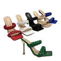 New Ladies's High Heeled Fine Heeled Sandals Compiled Floral Women's Shoes One Stirrup Ladies's Sandals Elegant Style Simple