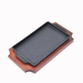 Factory Direct Supply Metal Sizzling Plate With Wooden Base for Steak