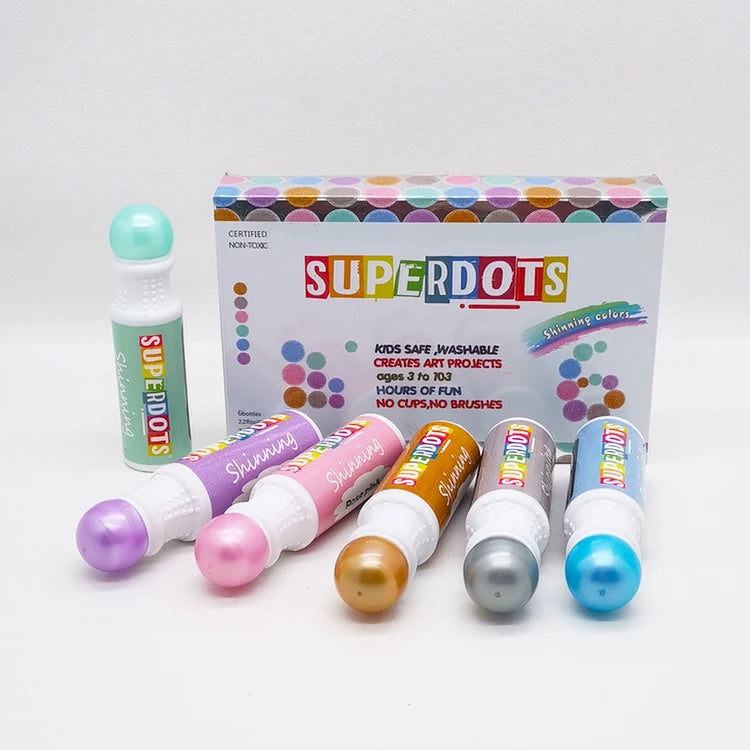 Shiny 6colors Dot Markers Non Toxic Multi Colors Dot Marker Dabber Graffiti Dabber Daubers Dot Painting Markers