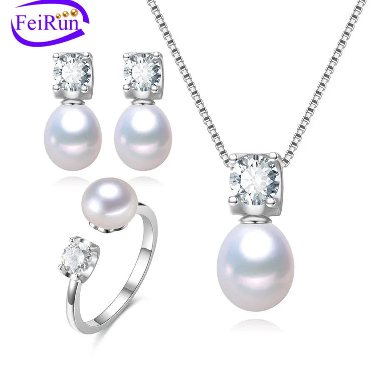 FEIRUN 8mm Drop Jewellery Natural Earrings Set for Women