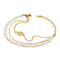 Stainless Steel Gold Plated Three Layers Irregular Pearl Bracelet Titanium Steel PVD Layered Freshwater Pearl Chain Bracelet