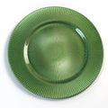 Wholesale 13Inch Elegant Customize Green Blue Gold Rose Gold Round Striped Pattern Glass Charger Plates for Wedding Decoration